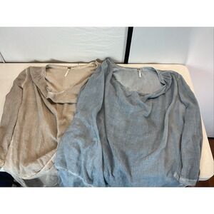 Lot of 2  Free People‎ Plunge Neck Tunic Size M Collar Plunge Neck Fairy Light